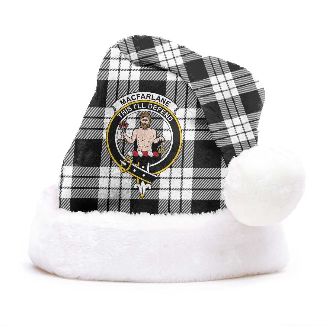 MacFarlane Black & White Ancient Tartan Crest Christmas Hat