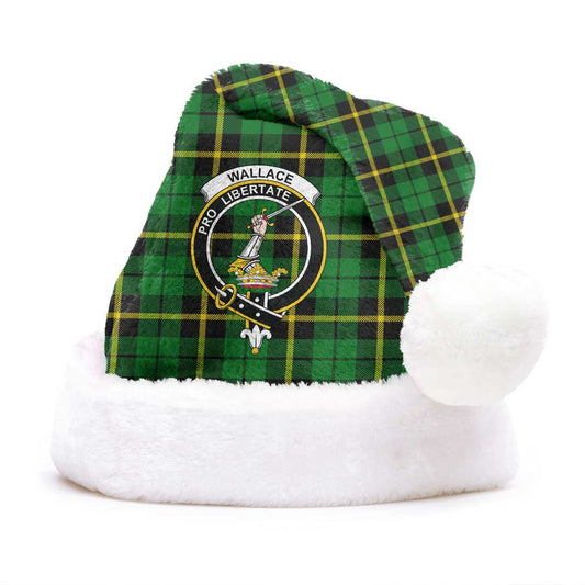 Wallace Hunting Green Tartan Crest Christmas Hat