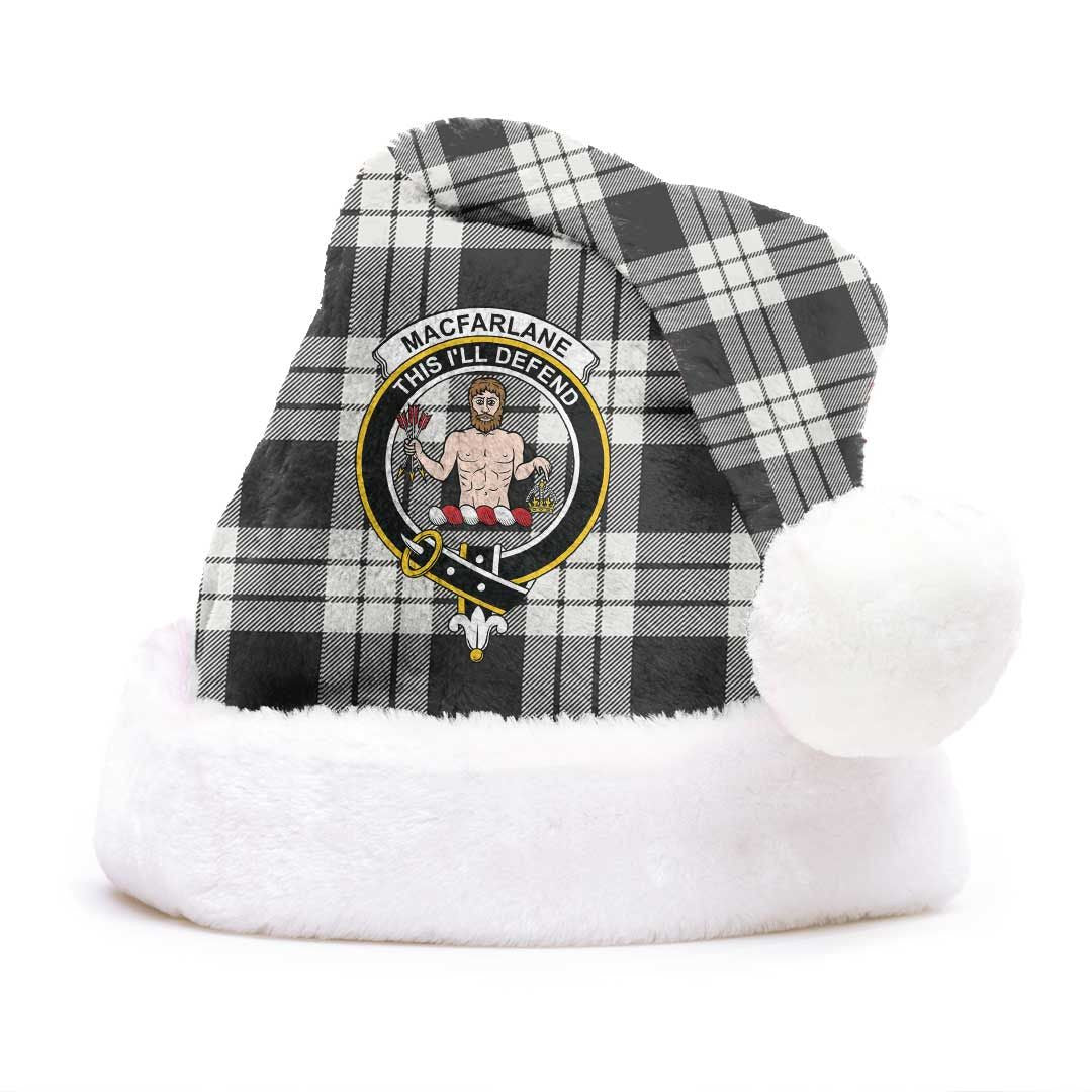 MacFarlane Black & White Tartan Crest Christmas Hat