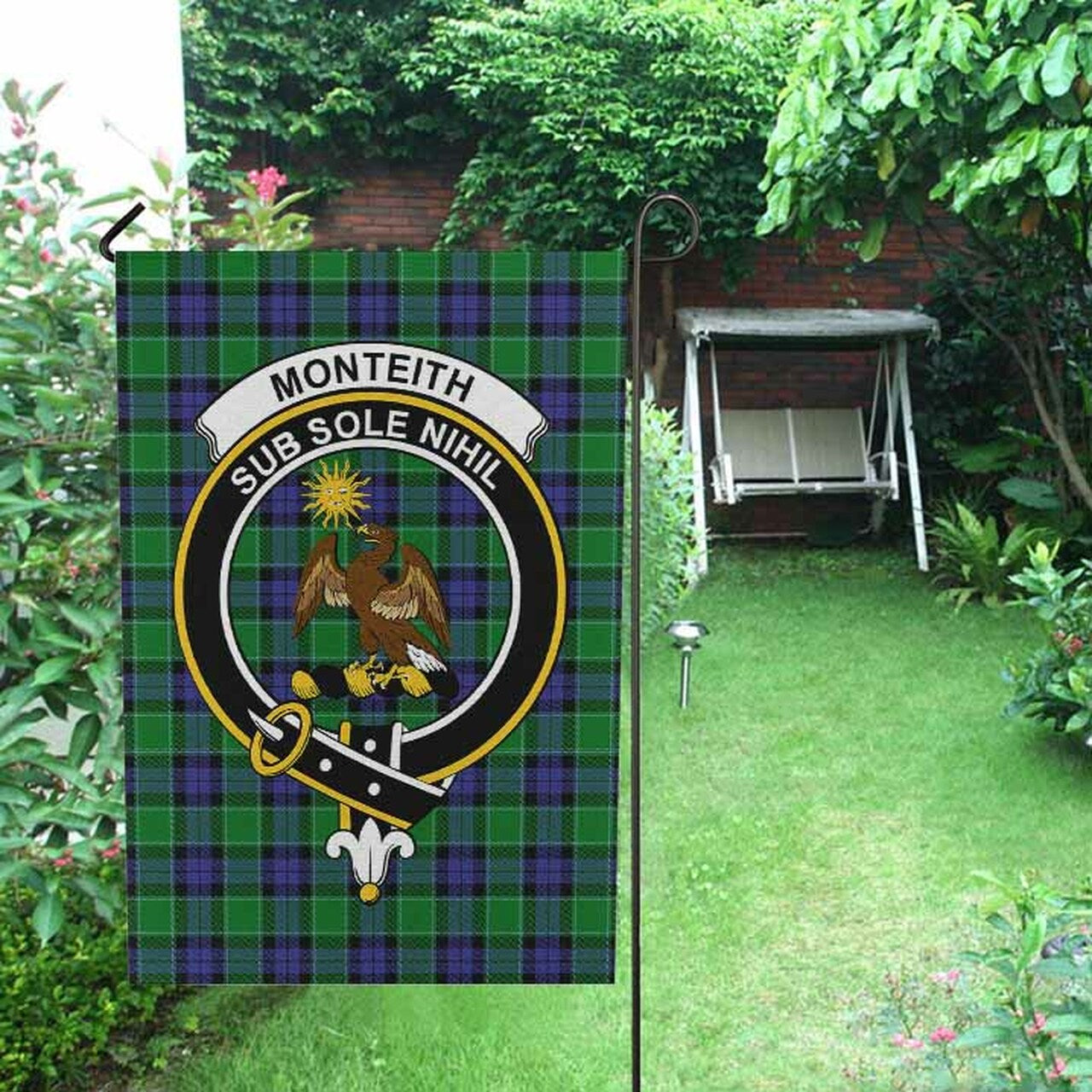 Monteith Tartan Crest Garden Flag