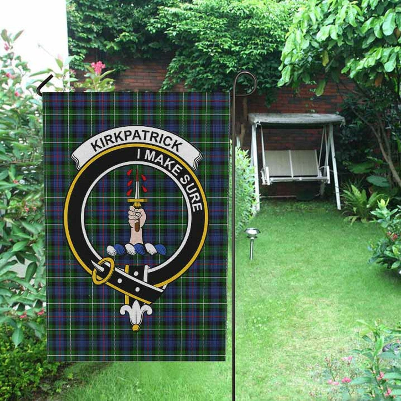 Kirkpatrick Tartan Crest Garden Flag