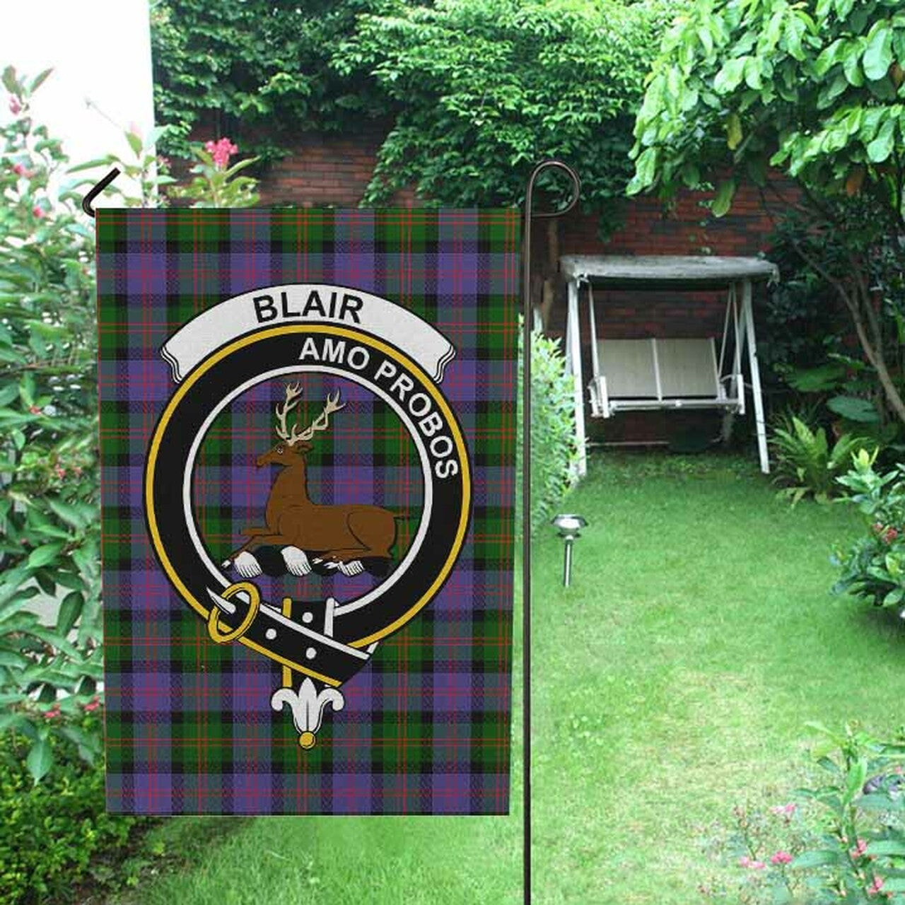 Blair Tartan Crest Garden Flag