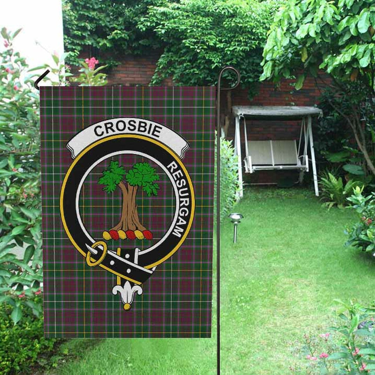 Crosbie Tartan Crest Garden Flag