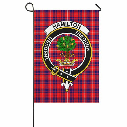 Hamilton Tartan Crest Garden Flag