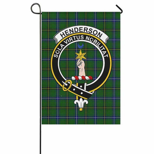 Henderson Tartan Crest Garden Flag