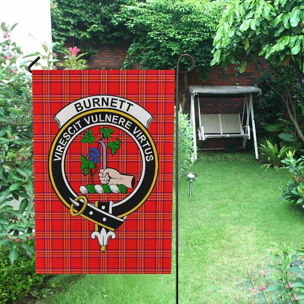 Burnett Tartan Crest Garden Flag