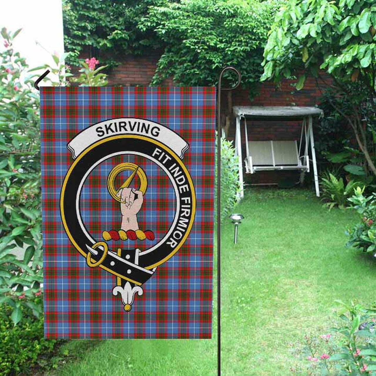 Skirving Tartan Crest Garden Flag