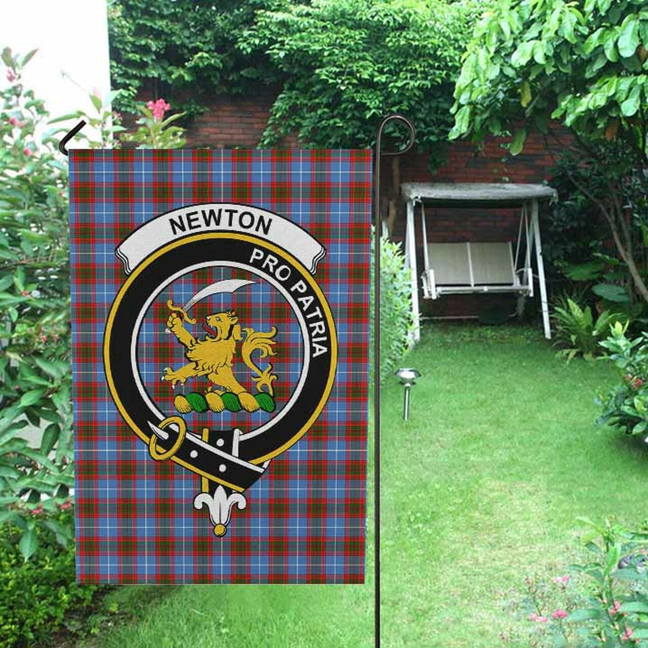 Newton Tartan Crest Garden Flag