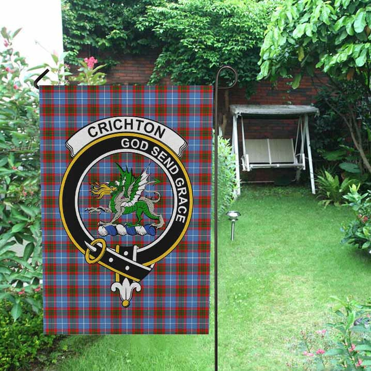 Crichton Tartan Crest Garden Flag