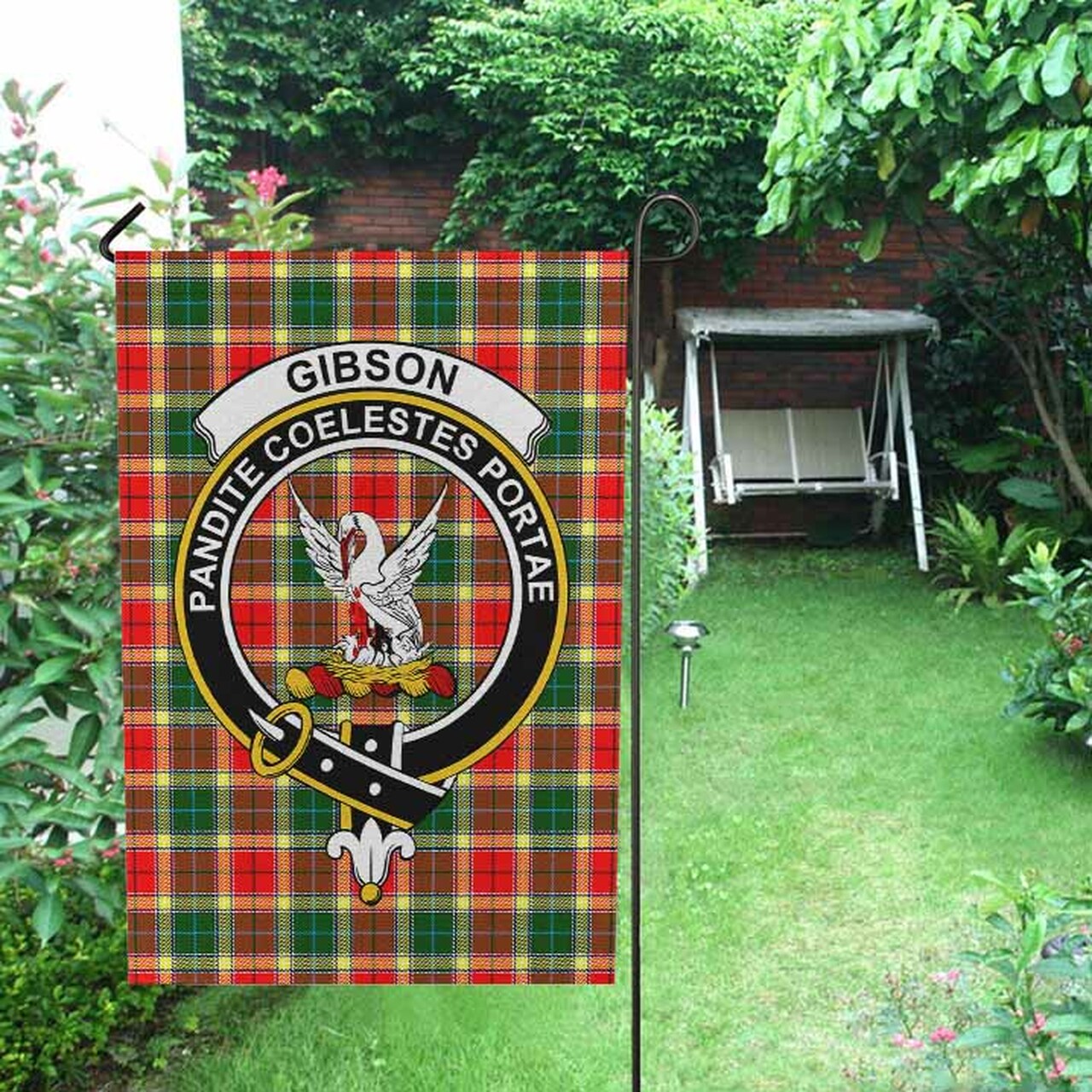 Gibson Tartan Crest Garden Flag