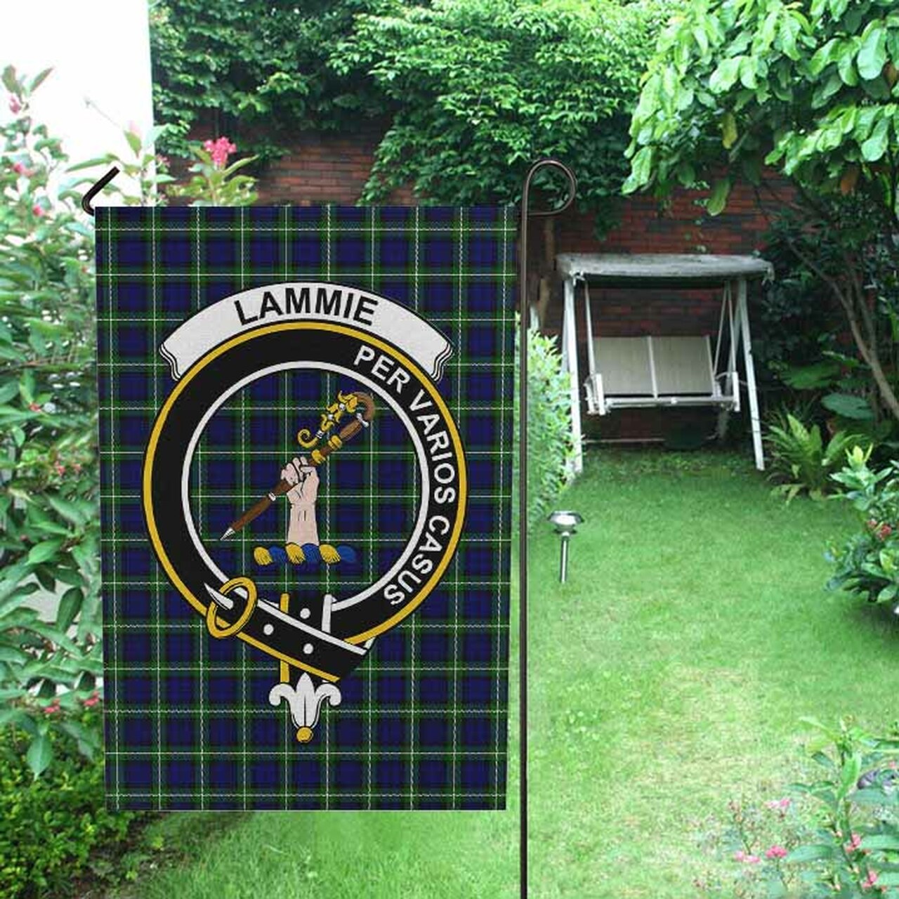 Lammie Tartan Crest Garden Flag