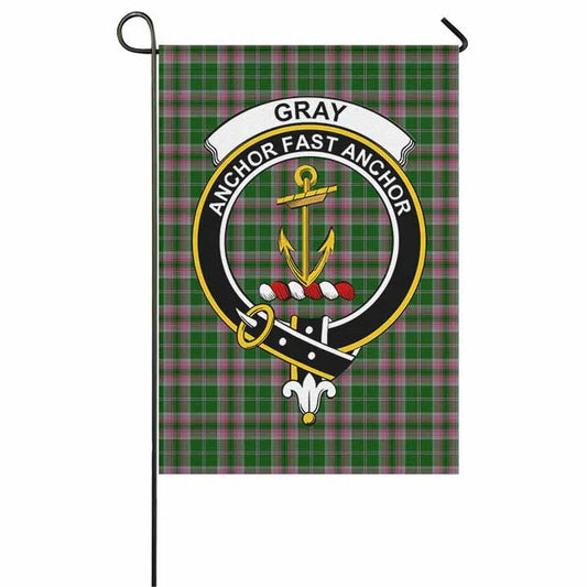 Gray Tartan Crest Garden Flag