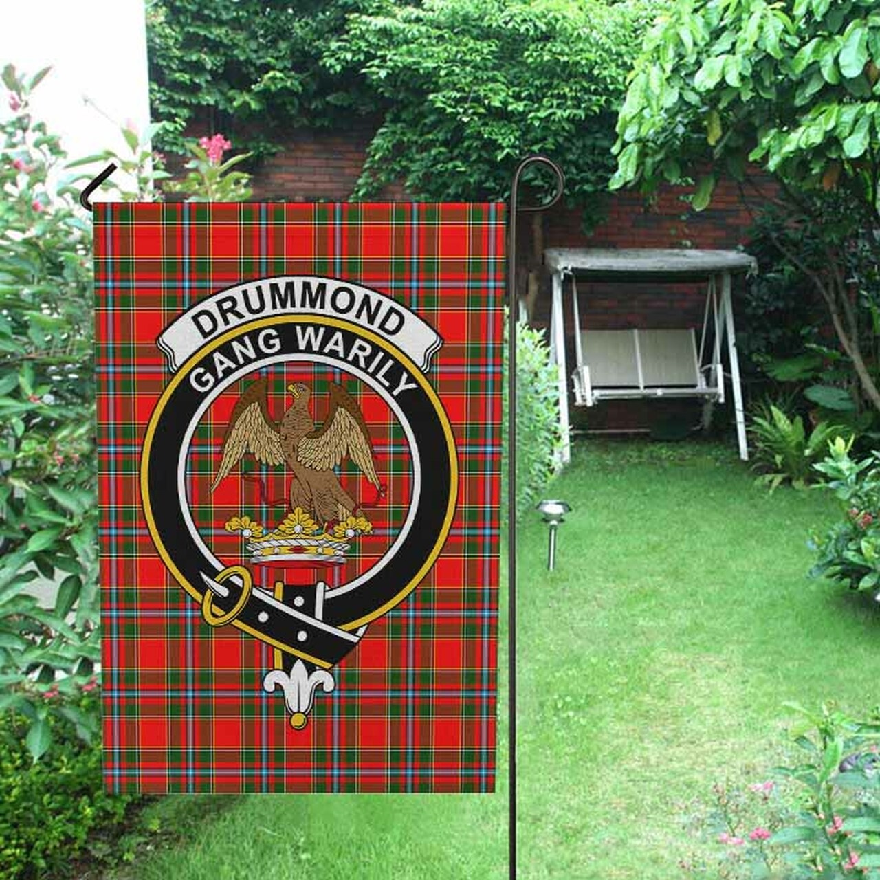 Drummond Tartan Crest Garden Flag