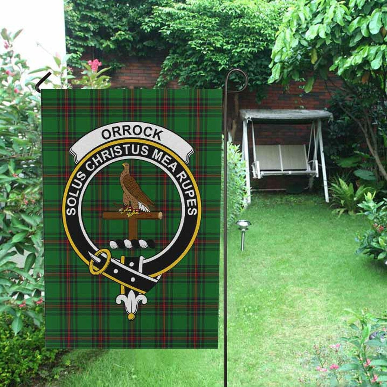 Orrock Tartan Crest Garden Flag