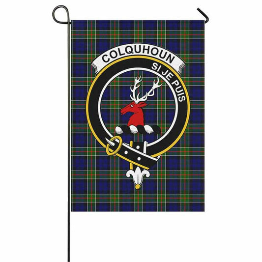Colquhoun Tartan Crest Garden Flag
