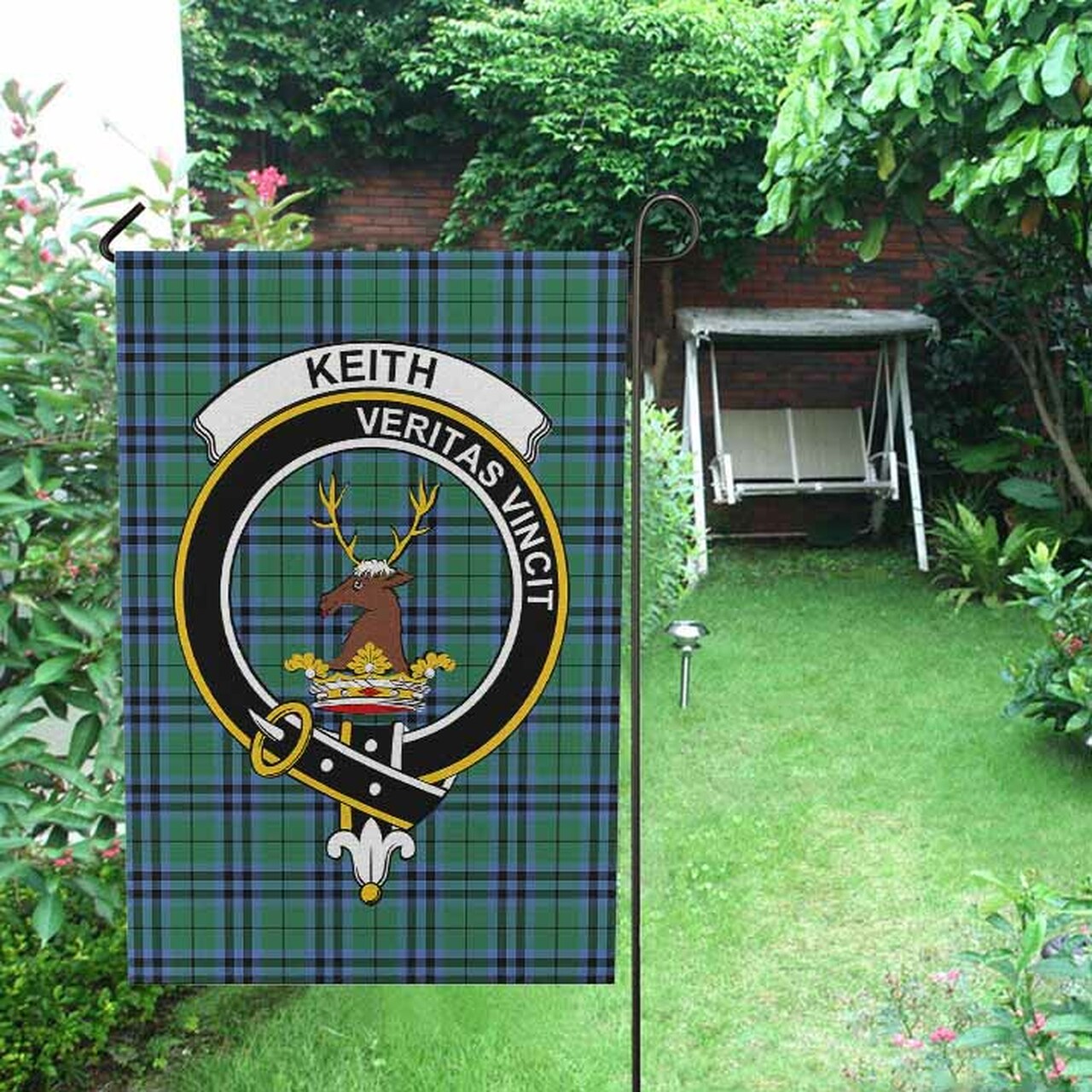 Keith Tartan Crest Garden Flag