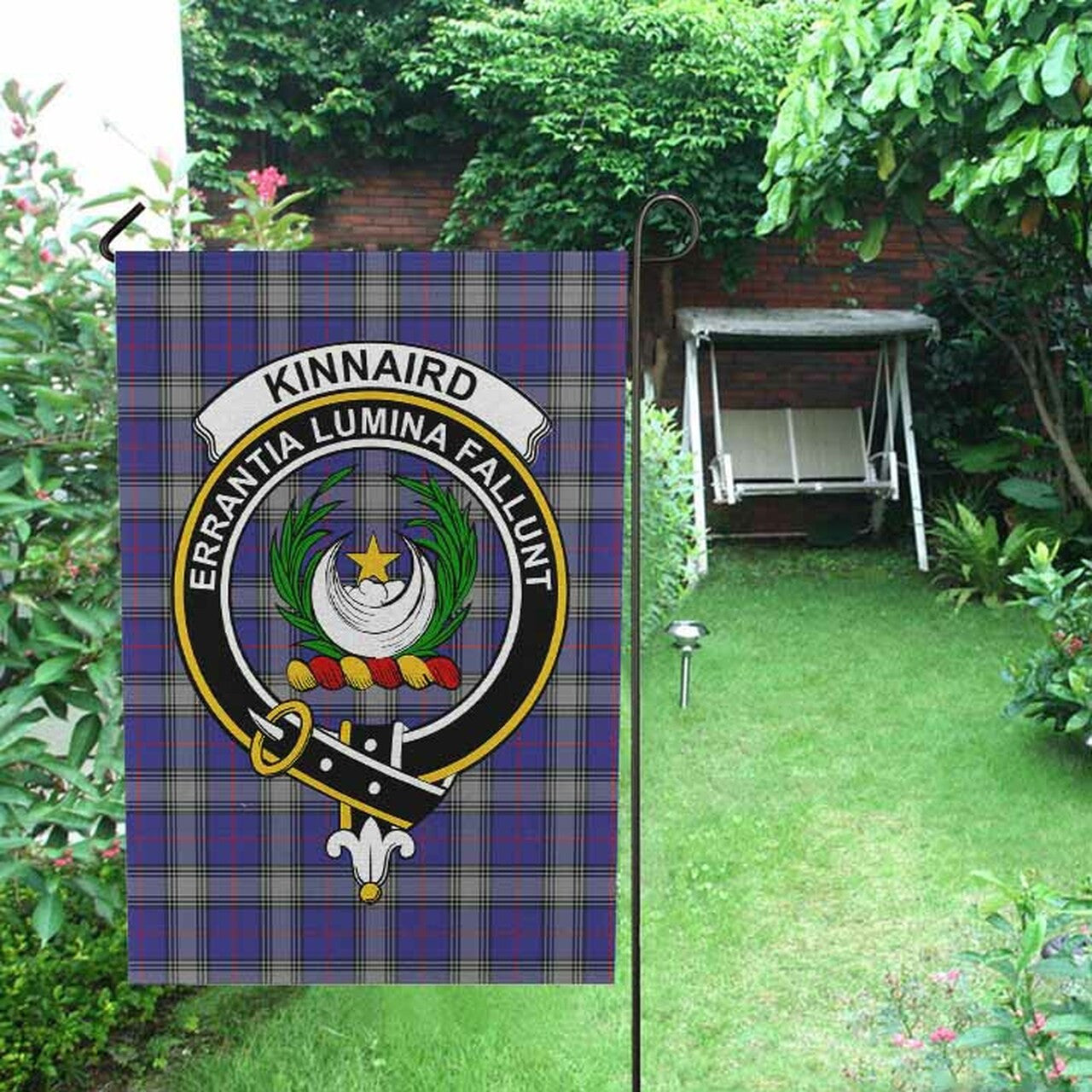 Kinnaird Tartan Crest Garden Flag