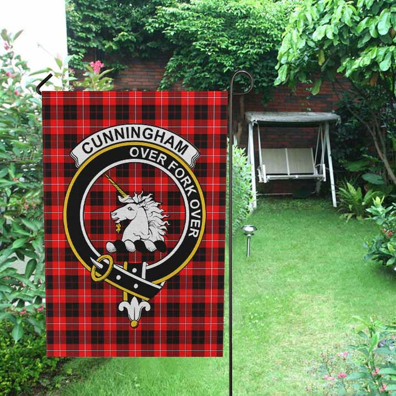 Cunningham Tartan Crest Garden Flag