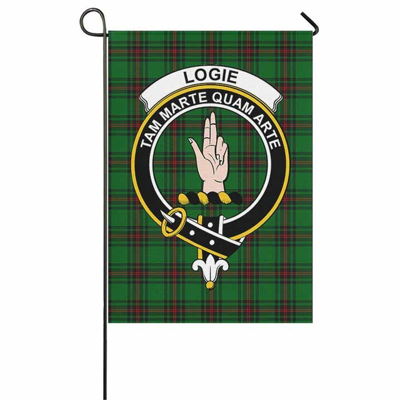 Logie Tartan Crest Garden Flag