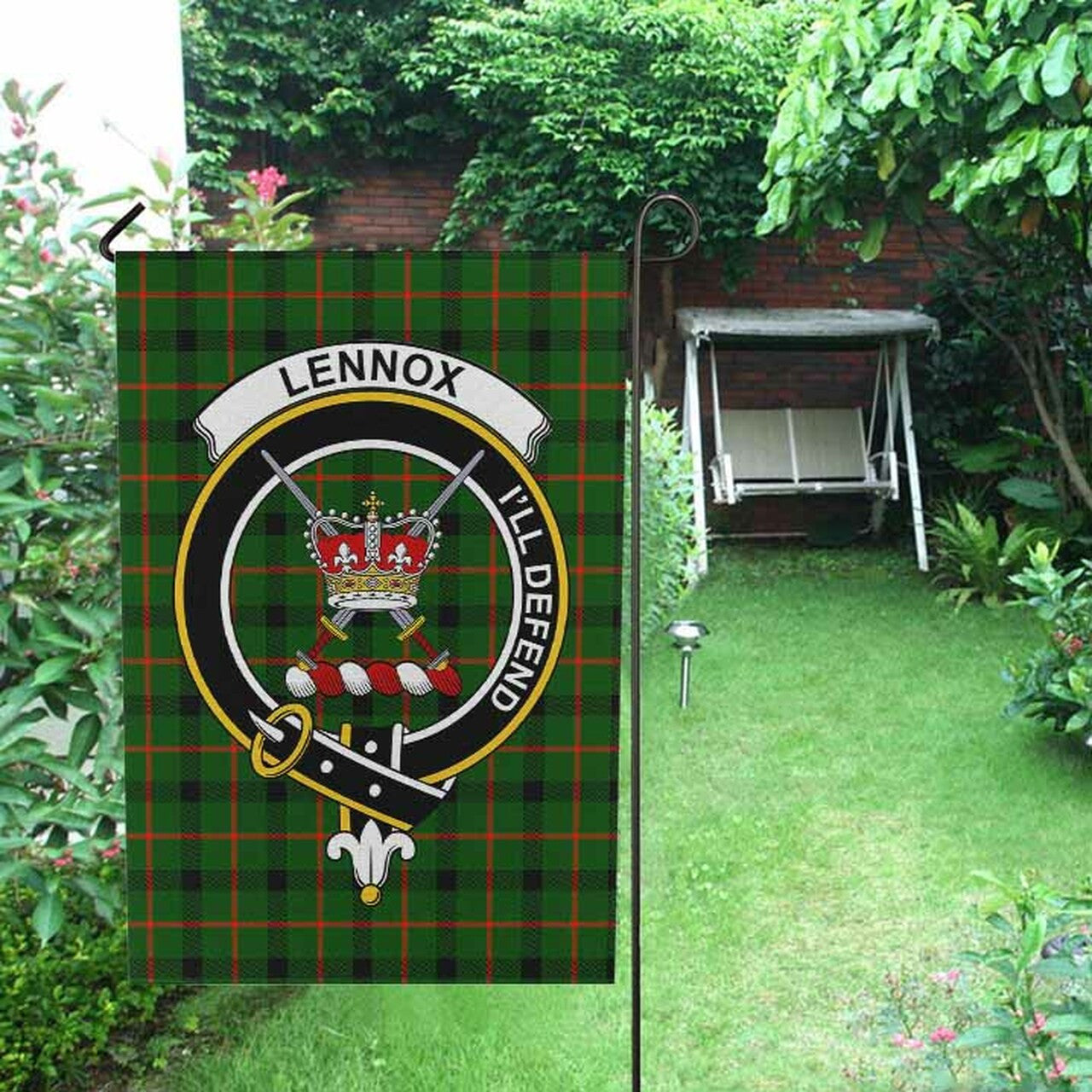 Lennox (Lennox Kincaid) Tartan Crest Garden Flag