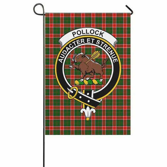 Pollock Tartan Crest Garden Flag