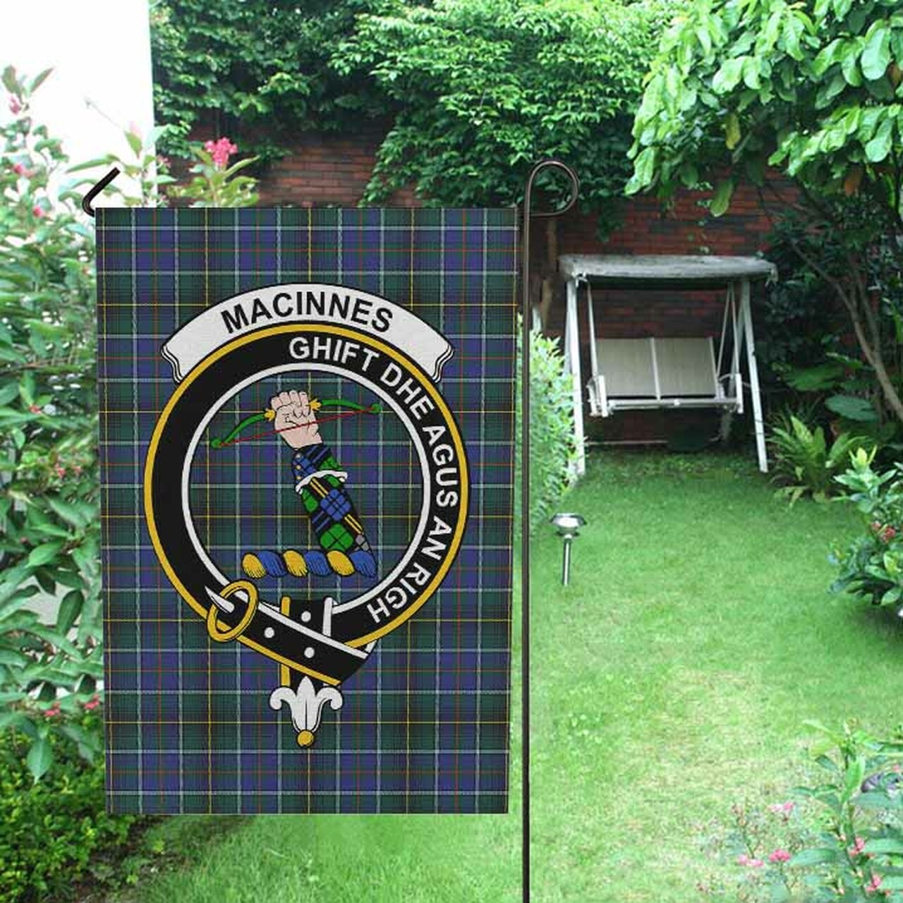 MacInnes Tartan Crest Garden Flag