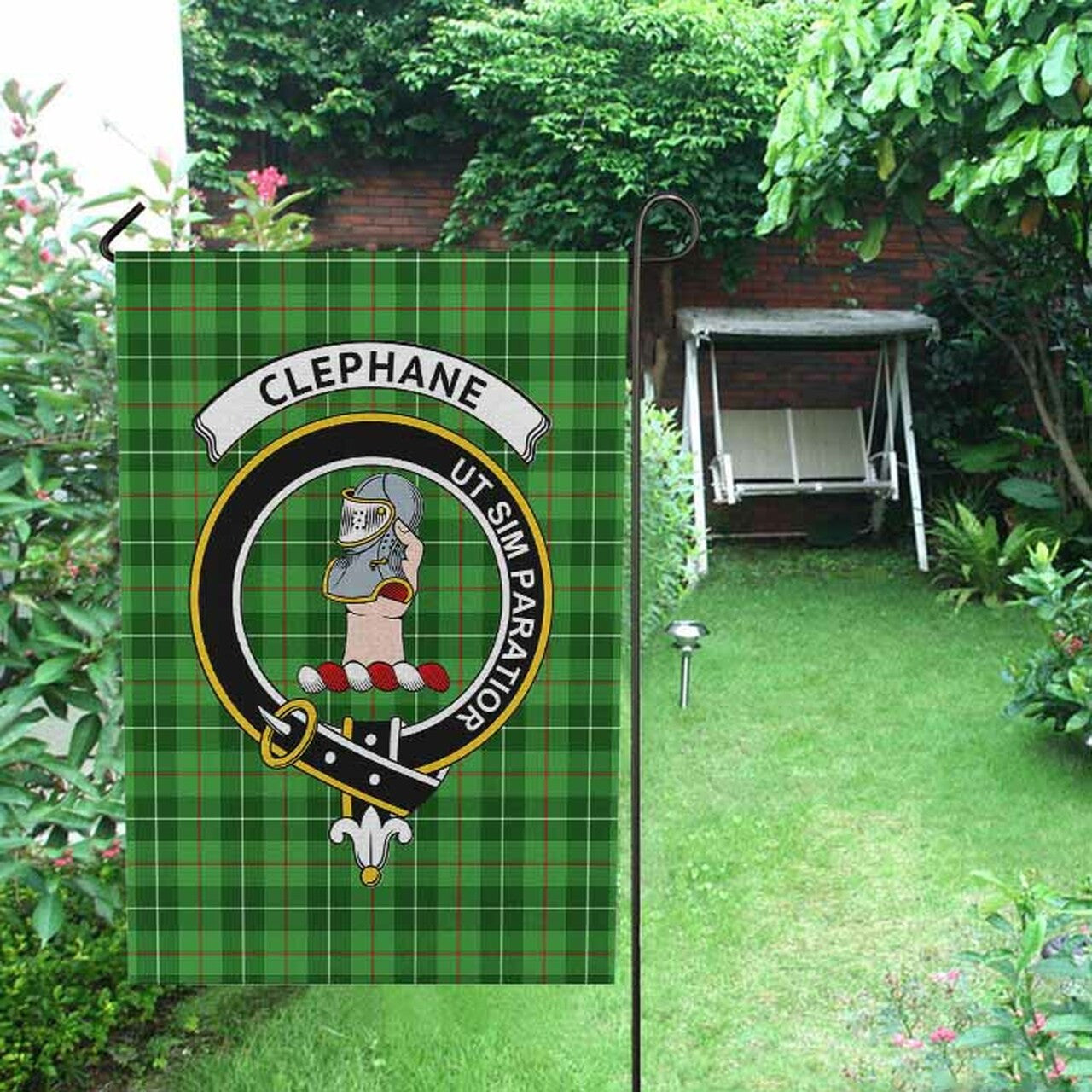 Clephane (or Clephan) Tartan Crest Garden Flag