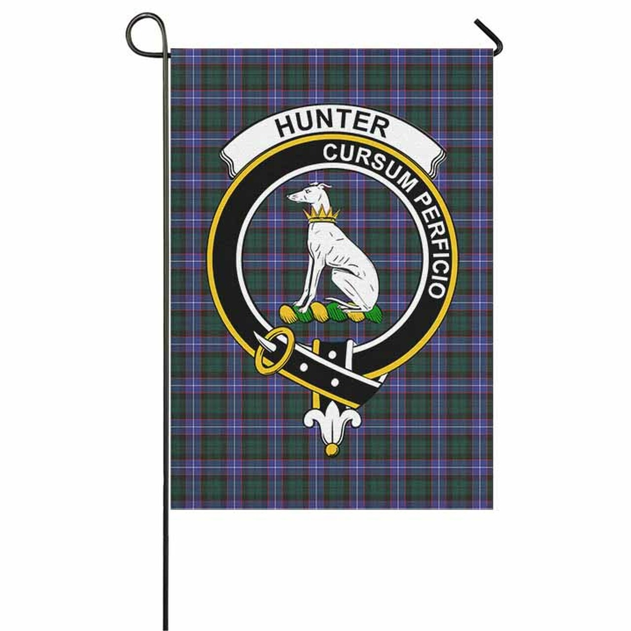 Hunter Tartan Crest Garden Flag