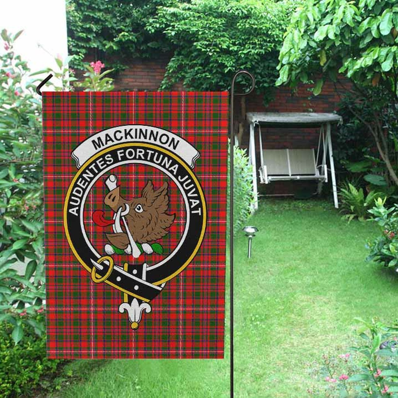 MacKinnon Tartan Crest Garden Flag