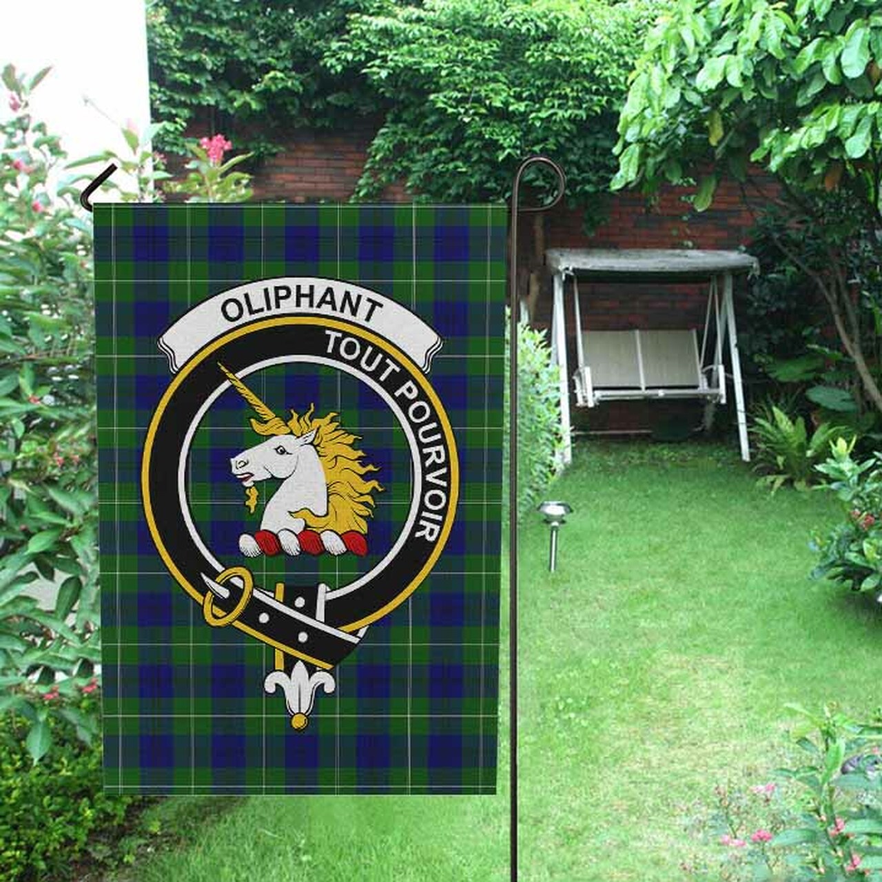 Oliphant Tartan Crest Garden Flag