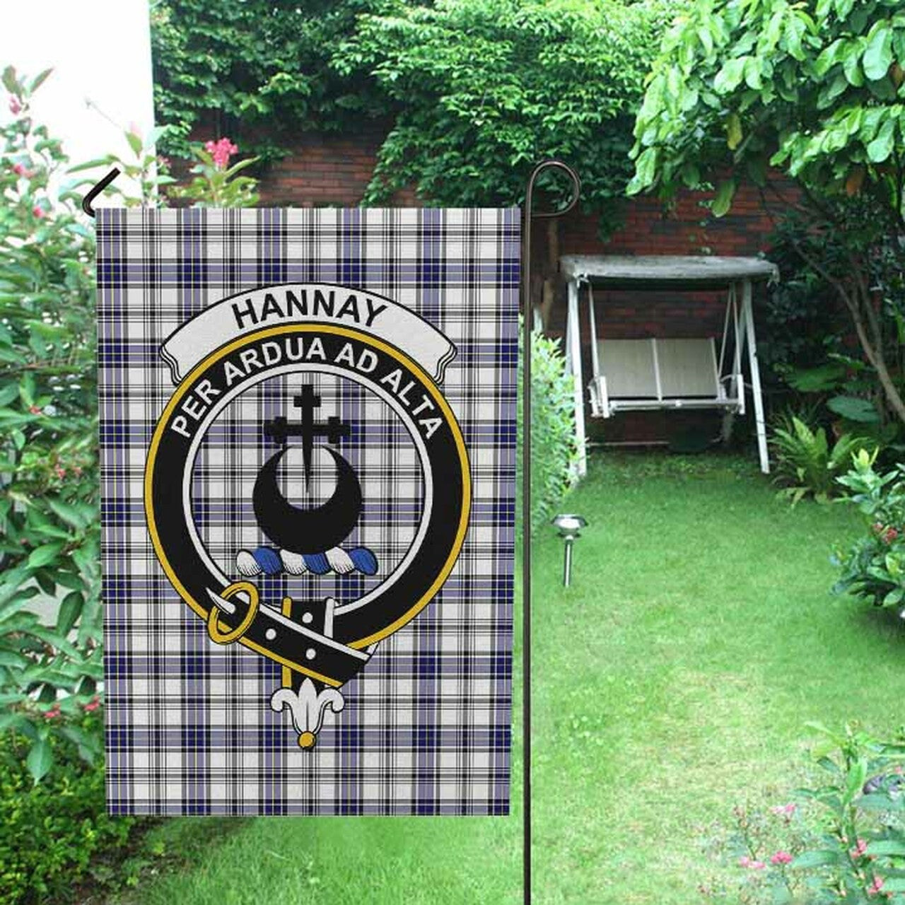 Hannay Tartan Crest Garden Flag