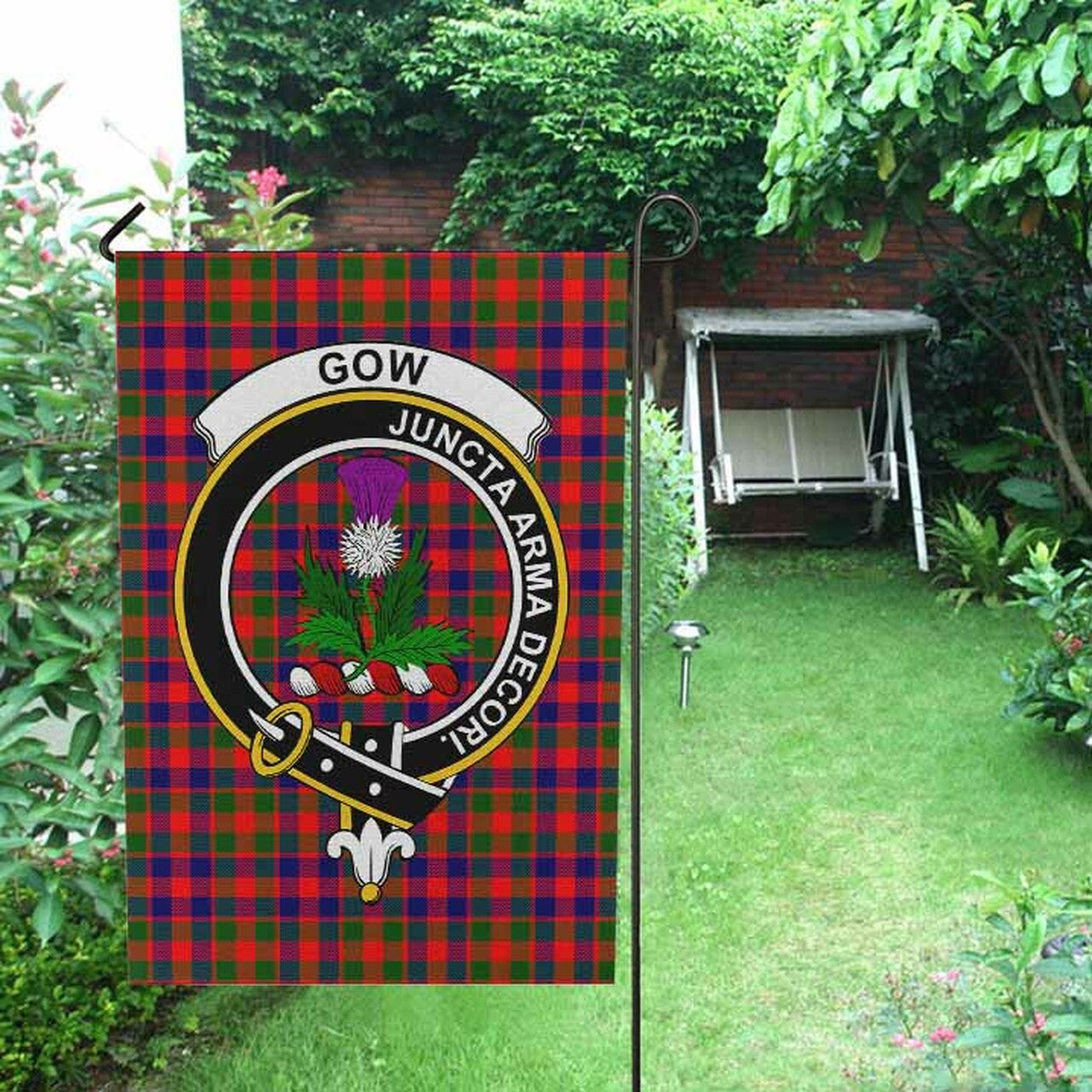 Gow (of Skeoch) Tartan Crest Garden Flag