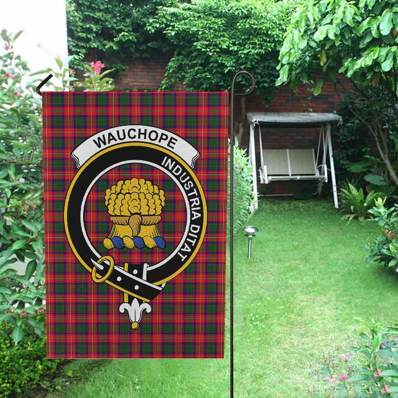 Wauchope (or Waugh) Tartan Crest Garden Flag