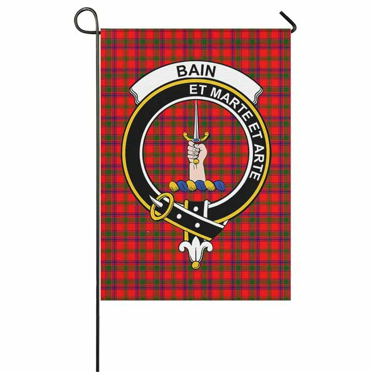 Bain Tartan Crest Garden Flag