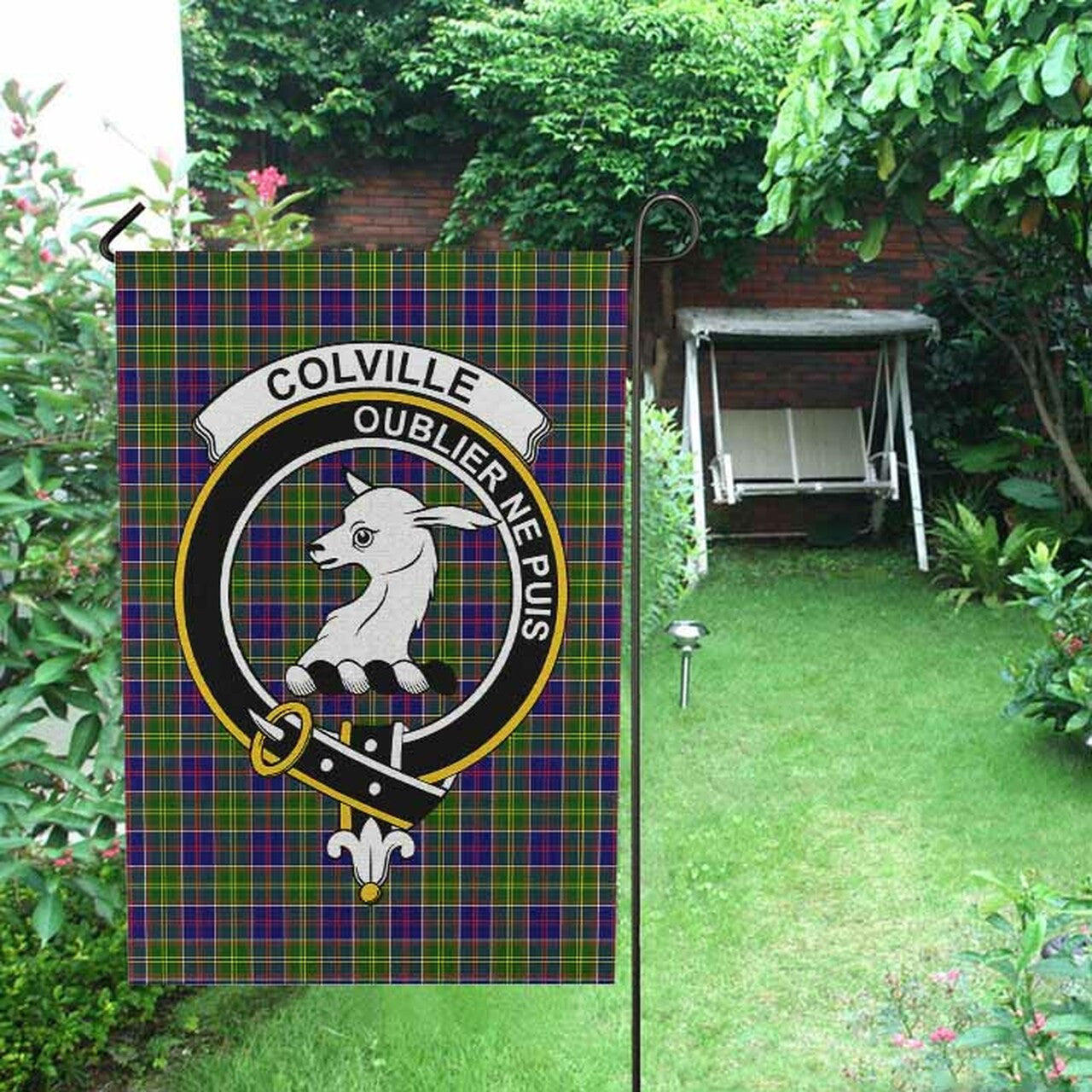 Colville Tartan Crest Garden Flag