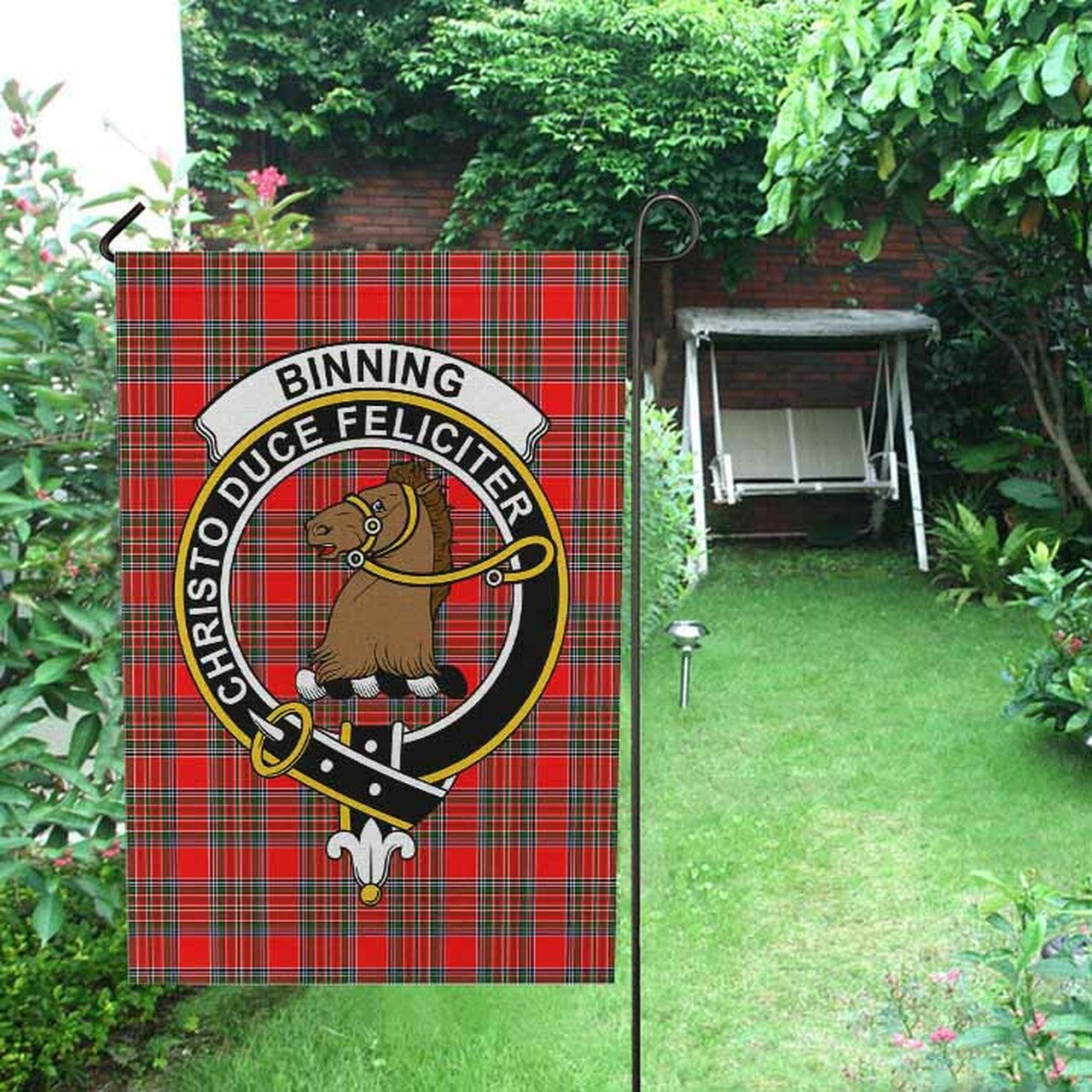 Binning of Wallifoord Tartan Crest Garden Flag