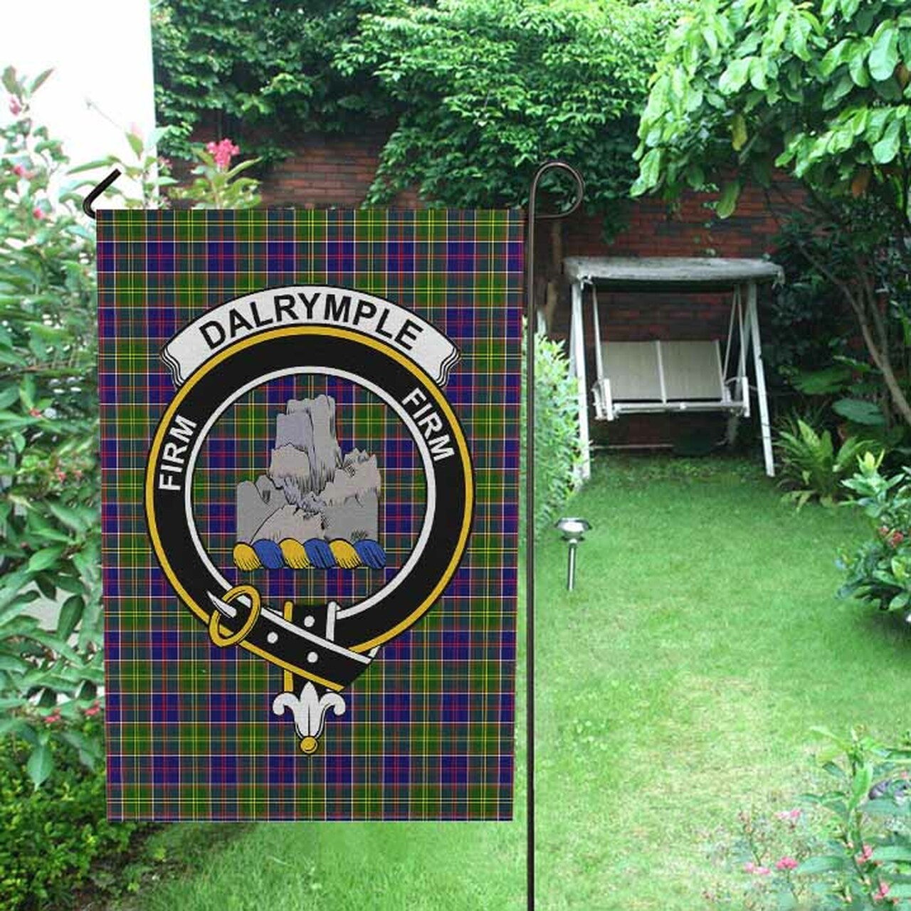 Dalrymple Tartan Crest Garden Flag