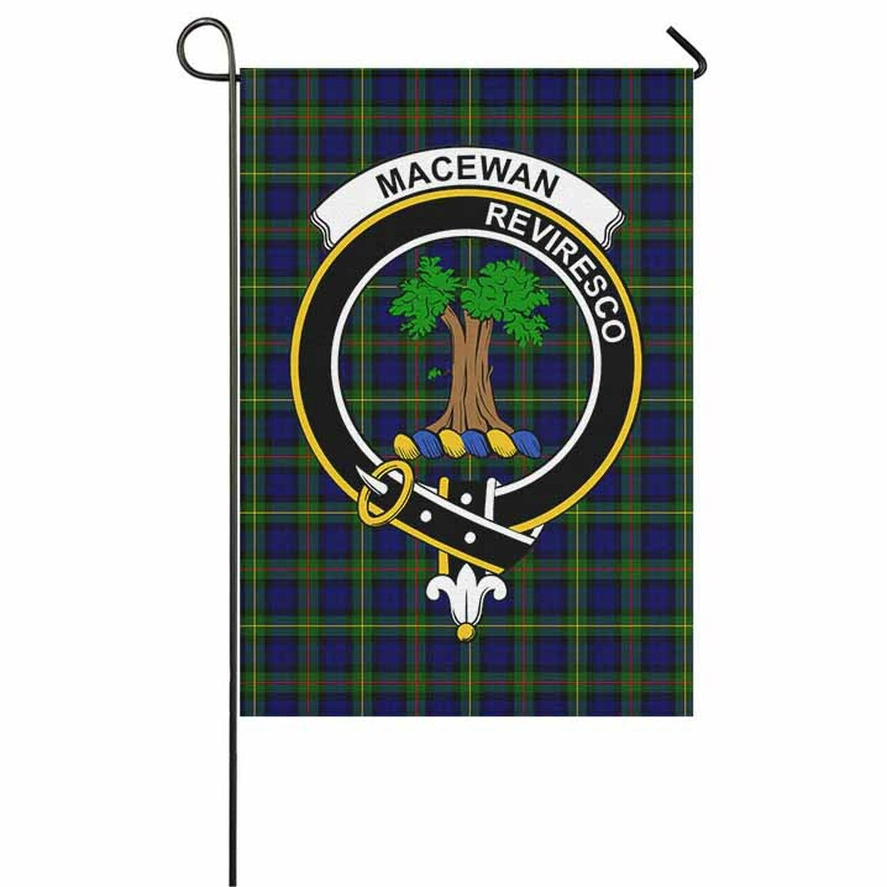 MacEwen Tartan Crest Garden Flag