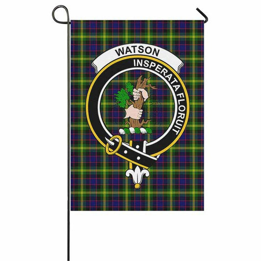 Watson Tartan Crest Garden Flag