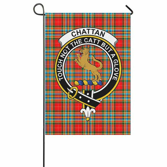 Chattan Tartan Crest Garden Flag