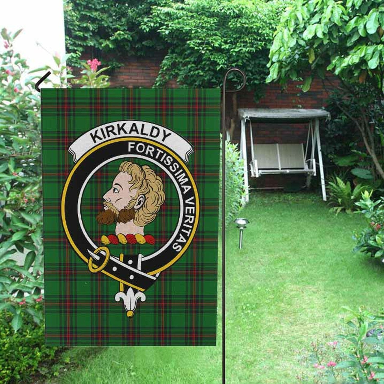 Kirkaldy Tartan Crest Garden Flag