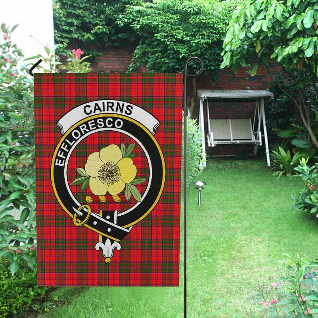 Cairns Tartan Crest Garden Flag