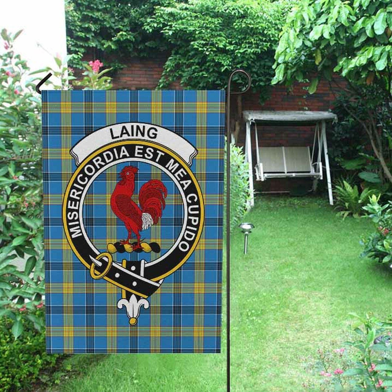 Laing Tartan Crest Garden Flag