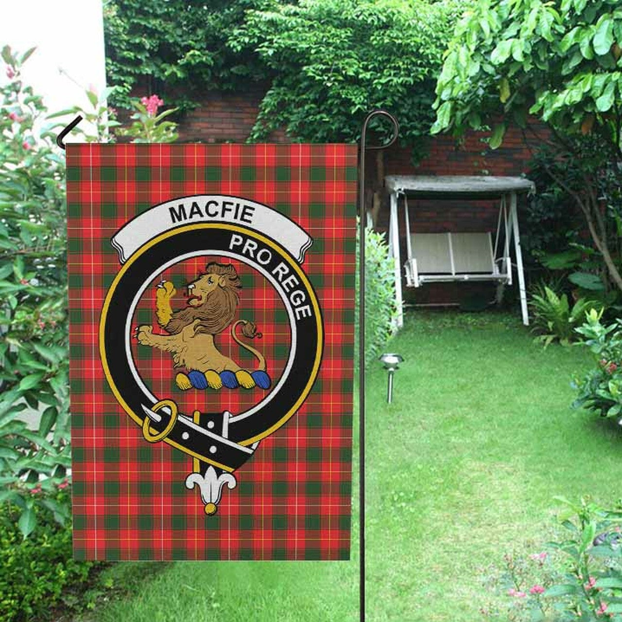 MacFie (of Dreghorn) Tartan Crest Garden Flag