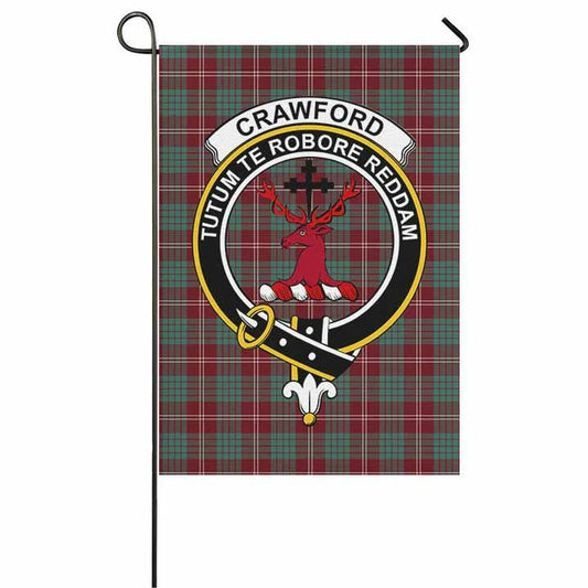 Crawford Tartan Crest Garden Flag