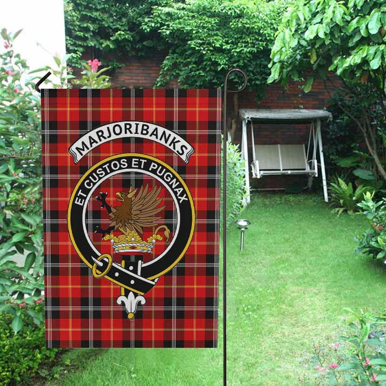 Marjoribanks Tartan Crest Garden Flag