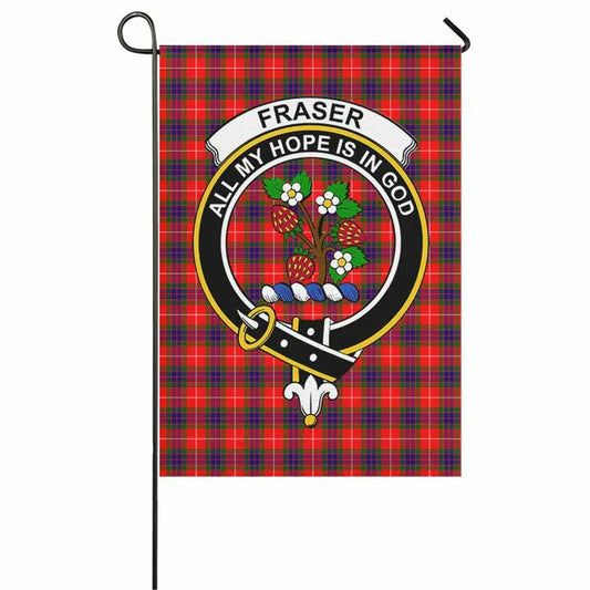 Fraser Tartan Crest Garden Flag