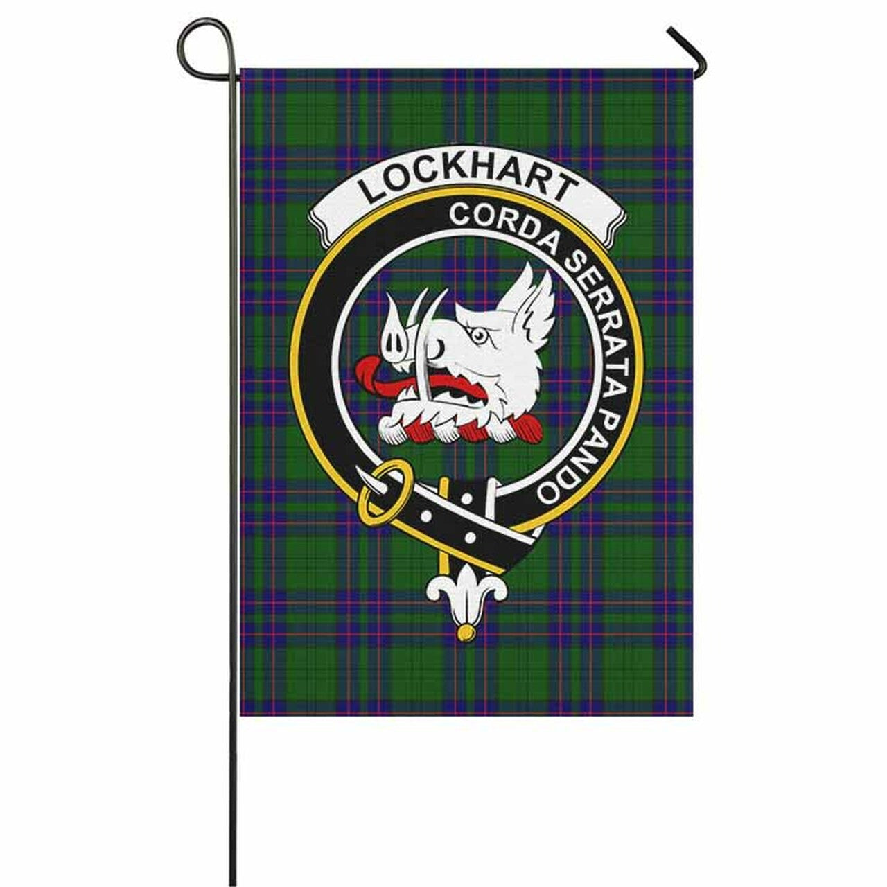 Lockhart Tartan Crest Garden Flag