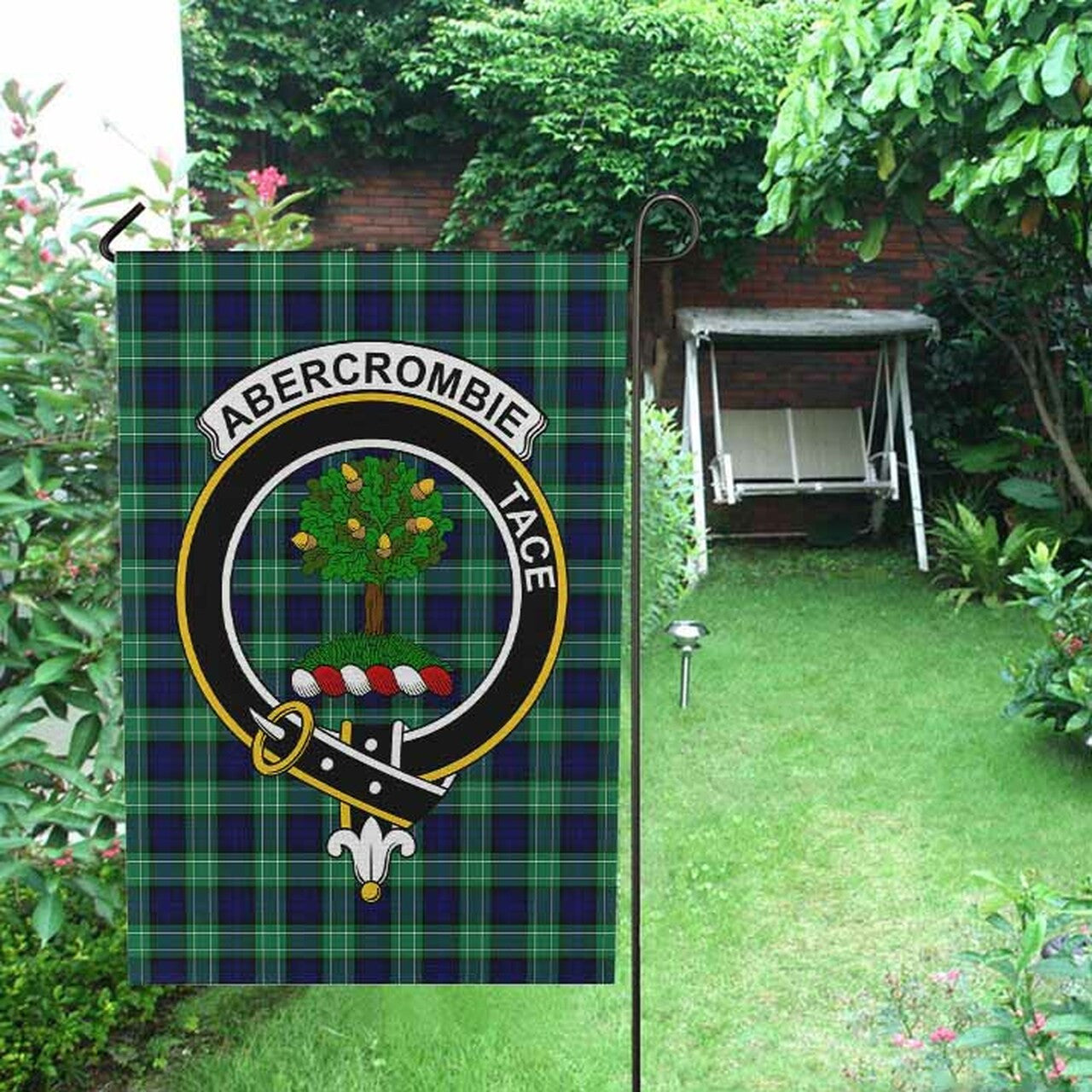 Abercrombie Tartan Crest Garden Flag