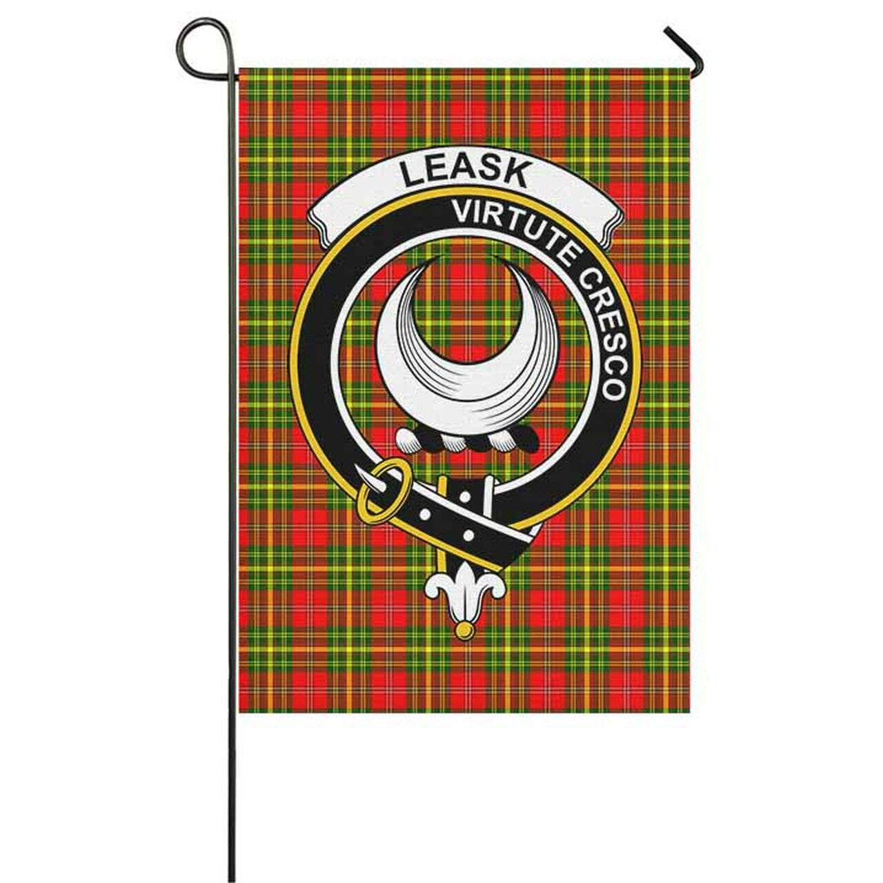 Leask Tartan Crest Garden Flag